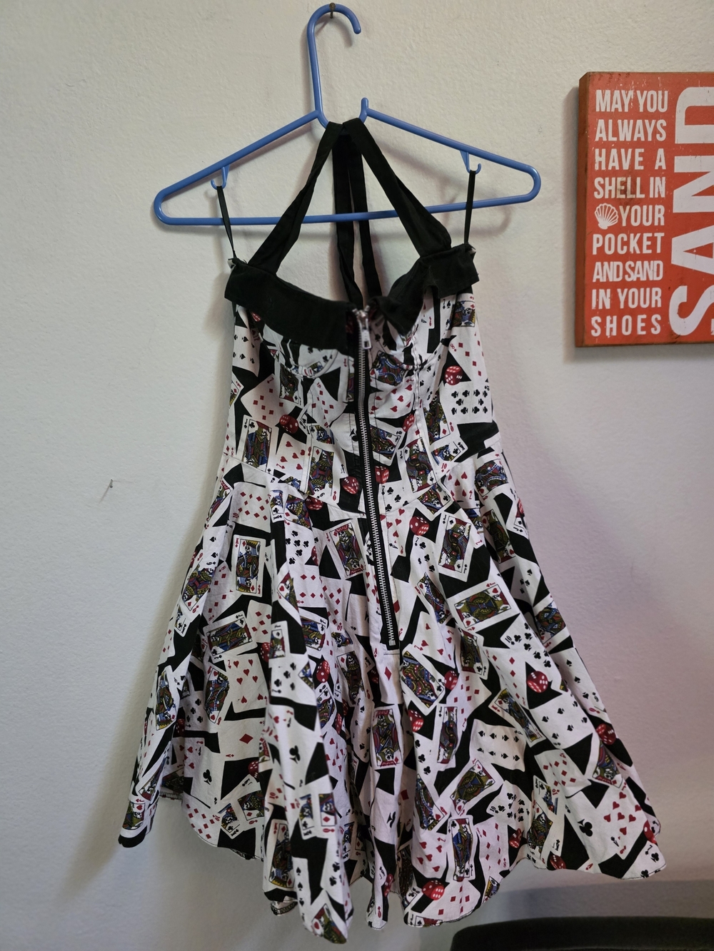 Hell Bunny White Black Playing Card Print Mini Dress